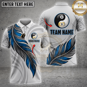 Maxcorners Yin Yang Eight Ball Feathered Graphic Pool Jersey Multicolor Customized Name, Team Name 3D Shirts