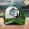 Maxcorners Fishing Green Honeycomb Hook Angler Personalized Name 3D Cap (12 Fish Species)