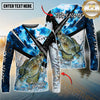 Maxcorners Fishing Blue Scale Splash Personalized Name, Team Name 3D Long Sleeve Shirt ( 12 Fish Species)