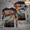 Maxcorners Fishing Bait Hook Drag Repeat Custom Name & Team Name 3D Shirts