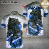 Maxcorner Angry Wolf Bowling Design Multicolor Customized Name, Team Name 3D Shirts