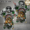 Maxcorners Dart Board Lion Mascot Crowned Street Style Graphic Multicolor Customized Name, Team Name 3D Shirts