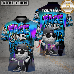Maxcorners Face Your Fear Street Golf Polo Shirt, Customized Name & Team Name 3D Shirts (4 Colors)
