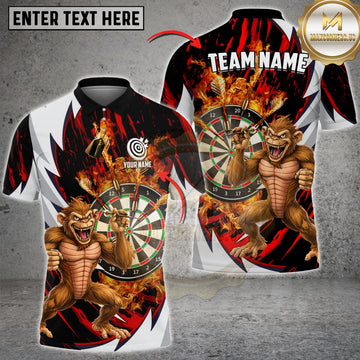 Maxcorners Darts Flaming Dartboard Angry Monkey Player Multicolor Customized Name, Team Name 3D Shirts