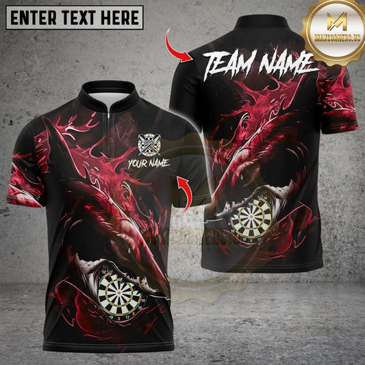 Maxcorners Horror Shark Darts Design Multicolor Customized Name, Team Name 3D Shirt