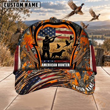 Maxcorners Upland Bird Hunting American Hunter Dog Blaze Orange Personalized Name 3D Cap