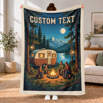 Maxcorners RVs Travel Trailer Moonlight Forest Camping Custom Name 3D Blanket