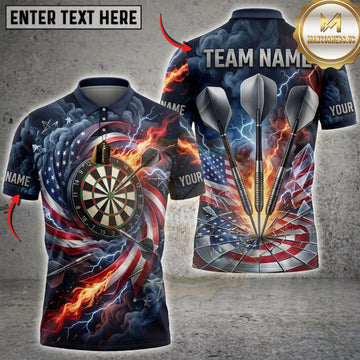 Maxcorners Darts American Flag Flaming Dartboard And Explosive Darts Personalized Name 3D Unisex Shirt