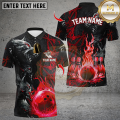 Maxcorners Bowling Flame Wolf Multioptions Personalized Name, Team Name Unisex 3D Shirts