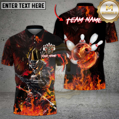 Maxcorners Bowling Samurai Inferno Multicolor Customized Name, Team Name 3D Shirts