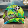 Maxcorners Fishing American Flag & Cross Design With Camo Detail Multicolor Personalized Name 3D Cap (8 Breeds)