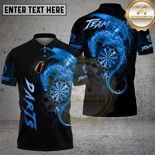 Maxcorners Darts Shirt Golden Dragon Dynamic Fire Effect Multioptions Personalized Name, Team Name 3D Shirt (4 Colors)
