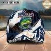 Maxcorners Fishing Patriotic Freedom Graphic Multi Options Personalized Name 3D Cap (11 Fish Species)