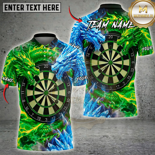 Maxcorners Darts Twin Dragon Energy Dartboard Multiple Options Personalized Name, Team Name 3D Shirt