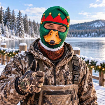Maxcorners Mallard Duck Bill Christmas Elf Jester Hat Winter Hunting Personalized 3D Balaclava Face Mask