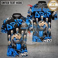 Maxcorners Bowling Angry Mad Bowl Graffiti Multicolor Customized Name, Team Name 3D Shirts