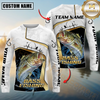 Maxcorners White Marble & Gold Trim Mahi Mahi Splash Heartbeat Line Personalized Name, Team Name 3D Long Sleeve Shirt