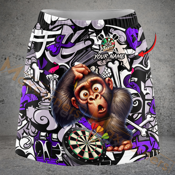 Maxcorners Darts Confused Monkey Graffiti Personalized 3D Skirts With Shorts