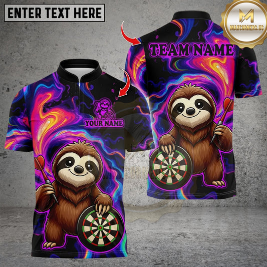 Maxcorners Darts Sloth With Dartboard Design Multicolor Customized Name, Team Name 3D Shirts