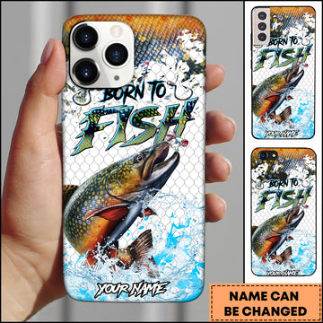 Maxcorners Brook Trout Fishing Rustic Scale Pattern Personalized Name 3D Phone Case