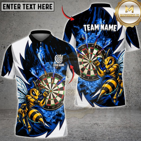 Maxcorners Darts Furious Hornet Wasp Mascot Flying Stance Dartboard Lightning Graphic Multicolor Customized Name, Team Name 3D Shirts