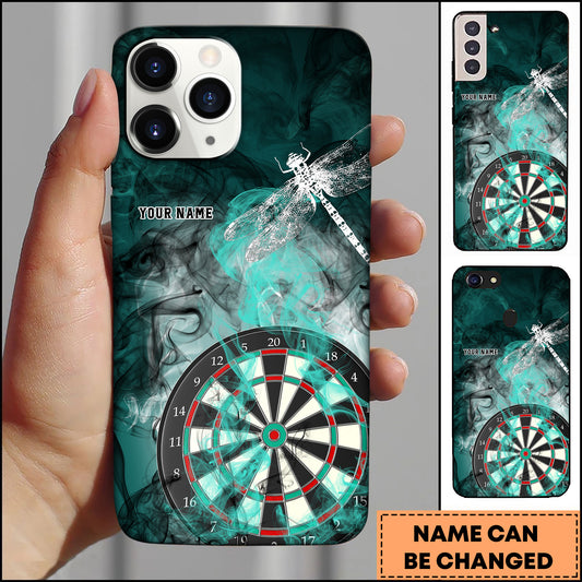 Maxcorners Dragonfly Smoke Dark Art Dartboard Personalized Name 3D Phone Case