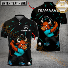 Maxcorners Bull Power Drive Golf Polo Shirt, Customized Name & Team Name 3D Shirts (4 Colors)