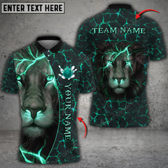 Maxcorners Lion Magma Pattern Bowling Jersey Multicolor Option Customized Name, Team Name 3D Polo Shirt