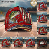Maxcorners Fishing Ripped Red American Flag Hook Personalized Name 3D Cap (12 Fish Species)