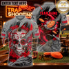 Maxcorners Trap Shooting Skull & Shotgun Graphic with Flying Clay Targets Multicolor Customized Name, Team Name 3D Shirts