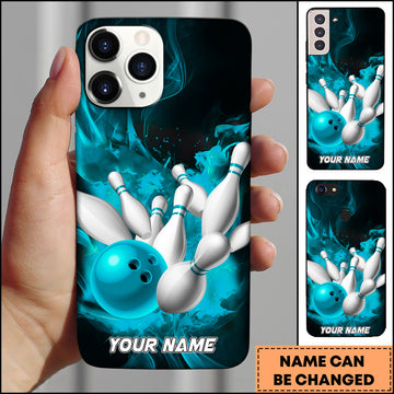 Maxcorners Bowling Strike Pins Multicolor Personalized Name 3D Phone Case