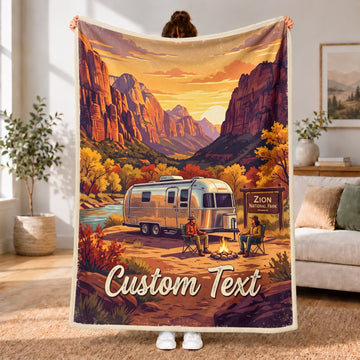 Maxcorners RVs Travel Trailer Canyon Sunset Adventure Custom Name 3D Blanket