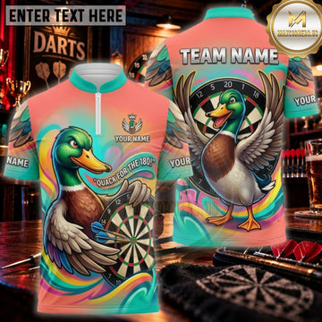 Maxcorners Darts Tropical Orange Funny Duck Bullseye Personalized Name 3D Unisex Shirt