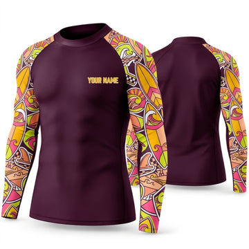 Maxcorners Personalized Psychedelic Art Plum Shirt with Pink Yellow Abstract Sleeves 3D All Over Printed Shirts, Best Gifts for Art Lovers