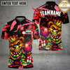 Maxcorners Bowling King Mardi Gras Teddy Bear Multicolor Customized Name, Team Name 3D Shirts