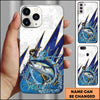 Maxcorners Fishing Phone Case Jumping Water Splash Blue Lightning Scale Pattern Personalized Name Phone Case (8 Fish Species)