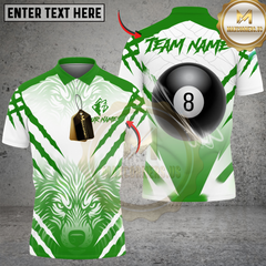 Maxcorners Billiard 8-Ball Wolf Pattern Personalized Name Shirt (4 Colors)