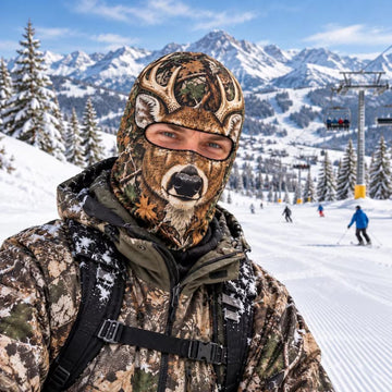 Maxcorners Whitetail Deer Antlers Face Forest Tree Bark Camouflage Ski Personalized 3D Balaclava Face Mask