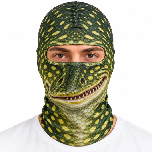 Maxcorners Green Alligator Crocodile Smiling Teeth Reptile Scales Camo Personalized 3D Balaclava Face Mask