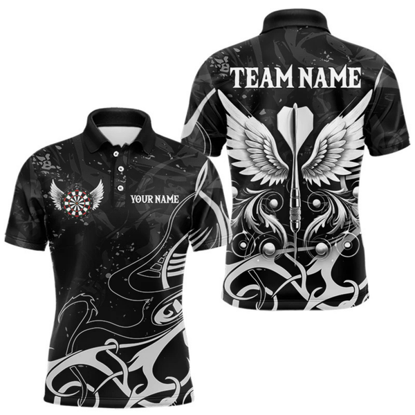 Maxcorners Personalized White Black Arrow Wings Dart Shirts For Men Team Darts Jerseys LM054