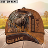 Maxcorners Moose Hunting Leather Pattern Multicolor Personalized Name 3D Cap