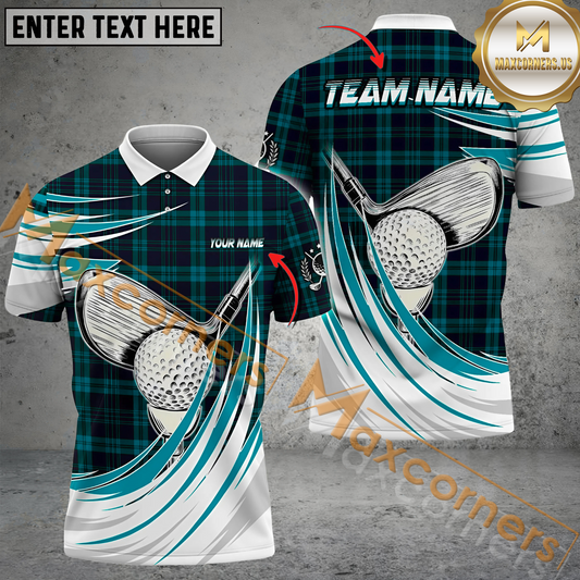 Maxcorners Golf Caro Wind Xmas Multicolor Option Customized Name, Team Name 3D Polo Shirt