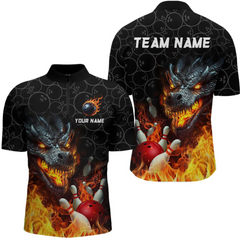 Maxcorners Custom Dragon Flaming Bowling Shirt for Men and Women Dragon Bowling Jersey Team LM2504