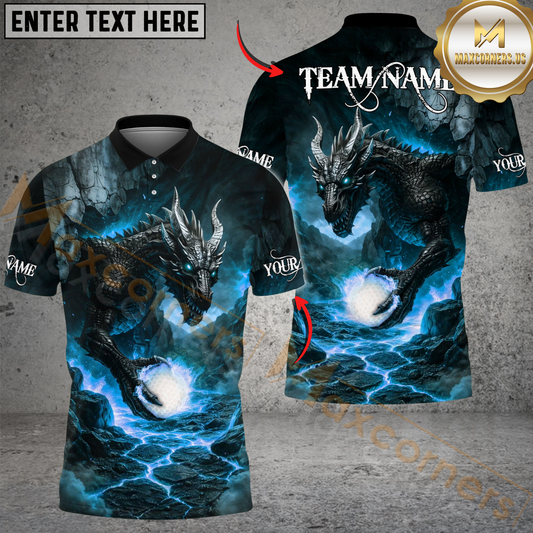 Maxcorners Golf Lava Dragon Power Design Personalized Name, Team Name 3D Shirt (4 Colors)