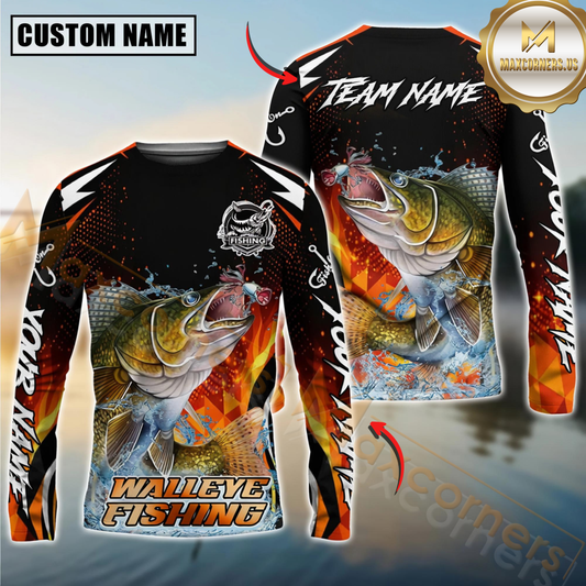 Maxcorners Fishing Fire Touch Custom Name & Team Name 3D Shirts