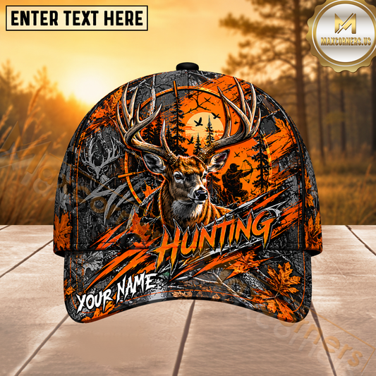 Maxcorners Deer Hunting Orange Graphic Personalized 3D Cap