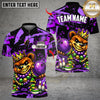 Maxcorners Bowling King Mardi Gras Teddy Bear Multicolor Customized Name, Team Name 3D Shirts
