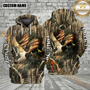 Maxcorners Custom Name America Duck Hunting All Over Print Best Gift For Hunter