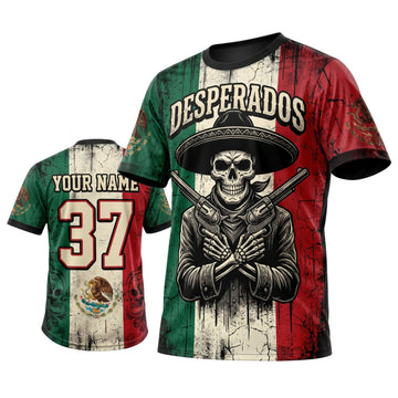 Maxcorners Cornhole Desperados Skull Personalized Name 3D Unisex Shirt