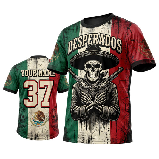 Maxcorners Cornhole Desperados Skull Personalized Name 3D Unisex Shirt